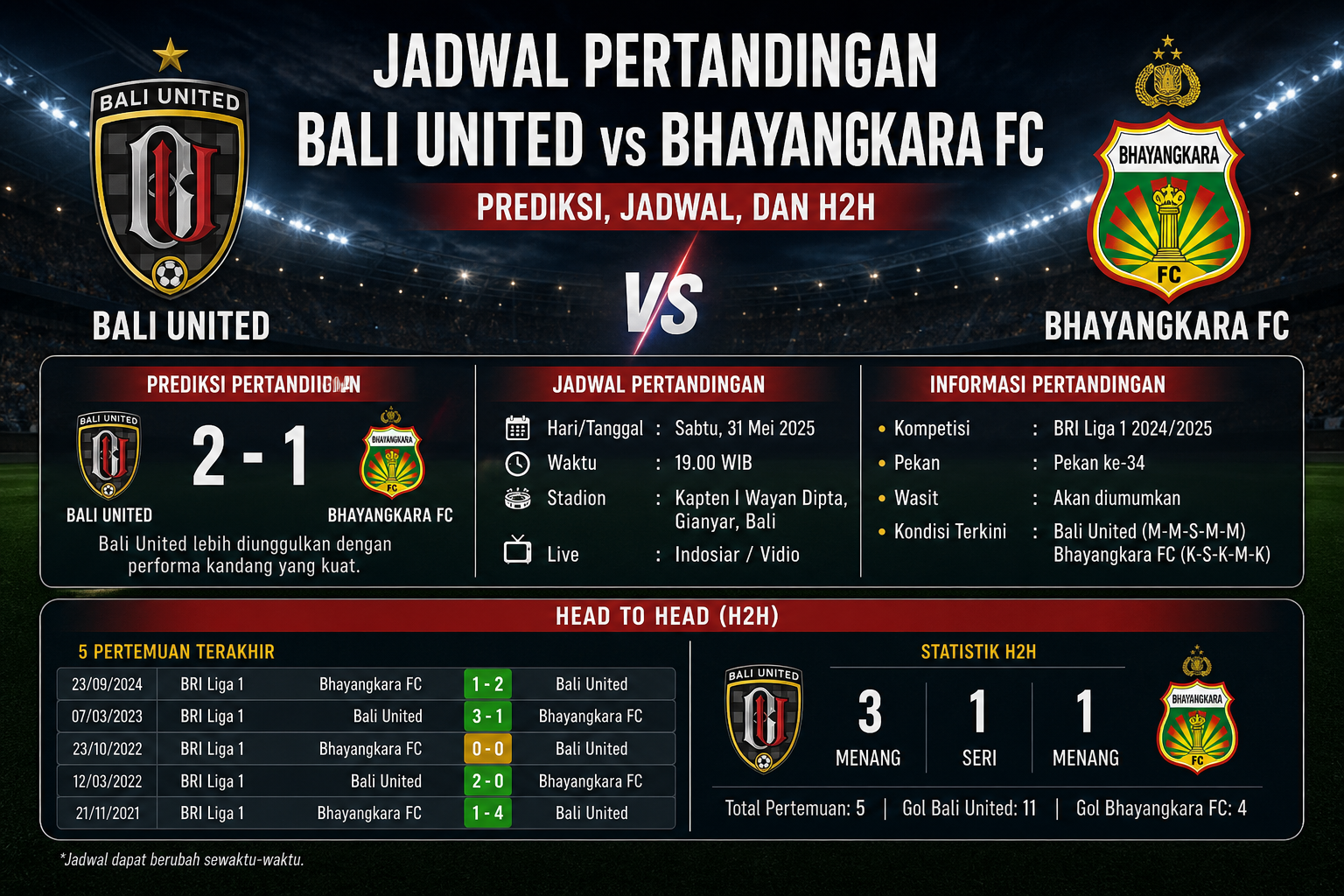 Jadwal Pertandingan - bali