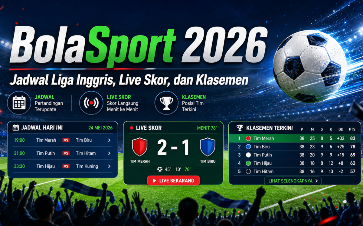 bolasport - BolaSport 2026: Jadwal Liga Inggris, Live Skor, dan Klasemen