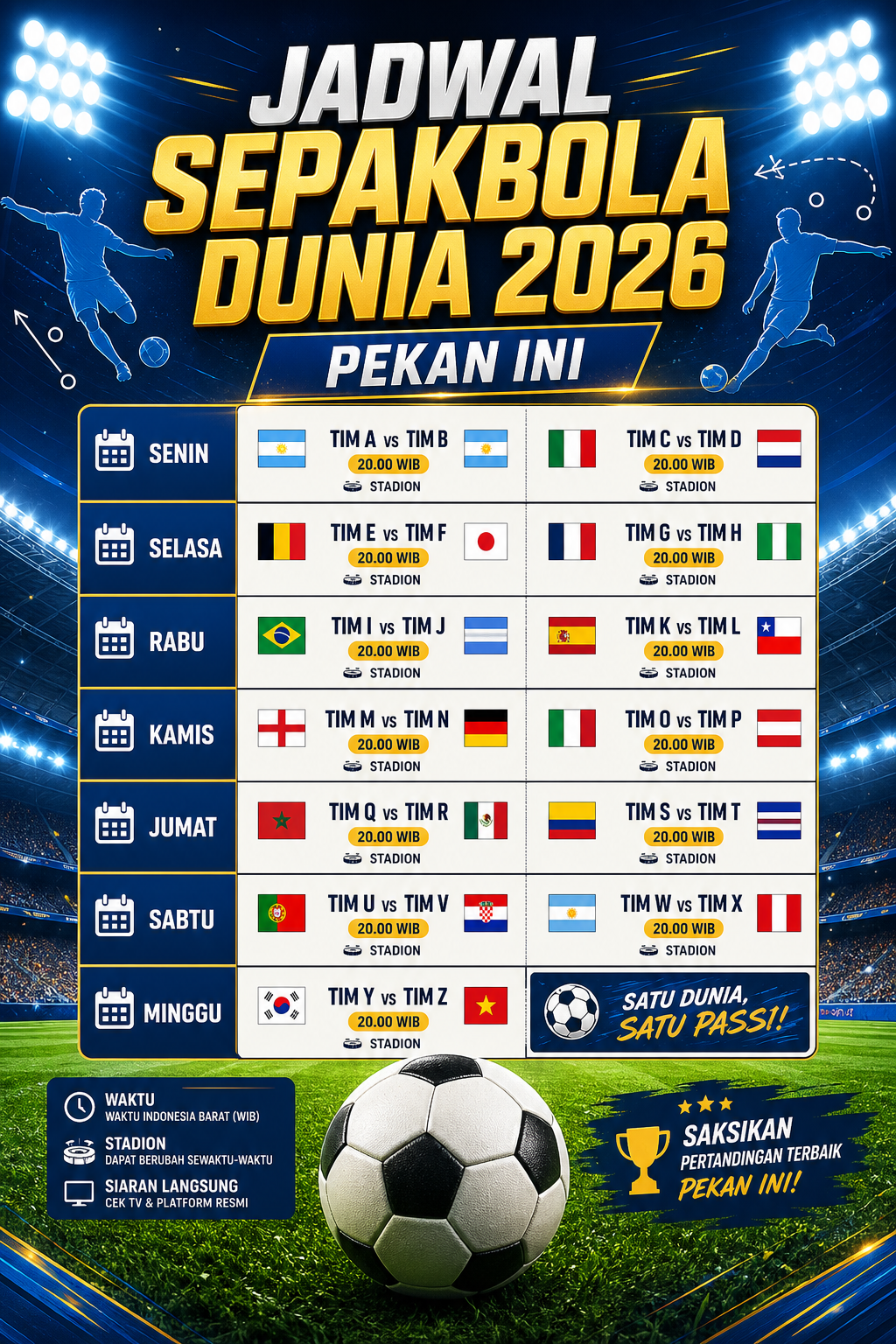Gambaran Jadwal Sepakbola Dunia 2026 Pekan Ini - sepakbola