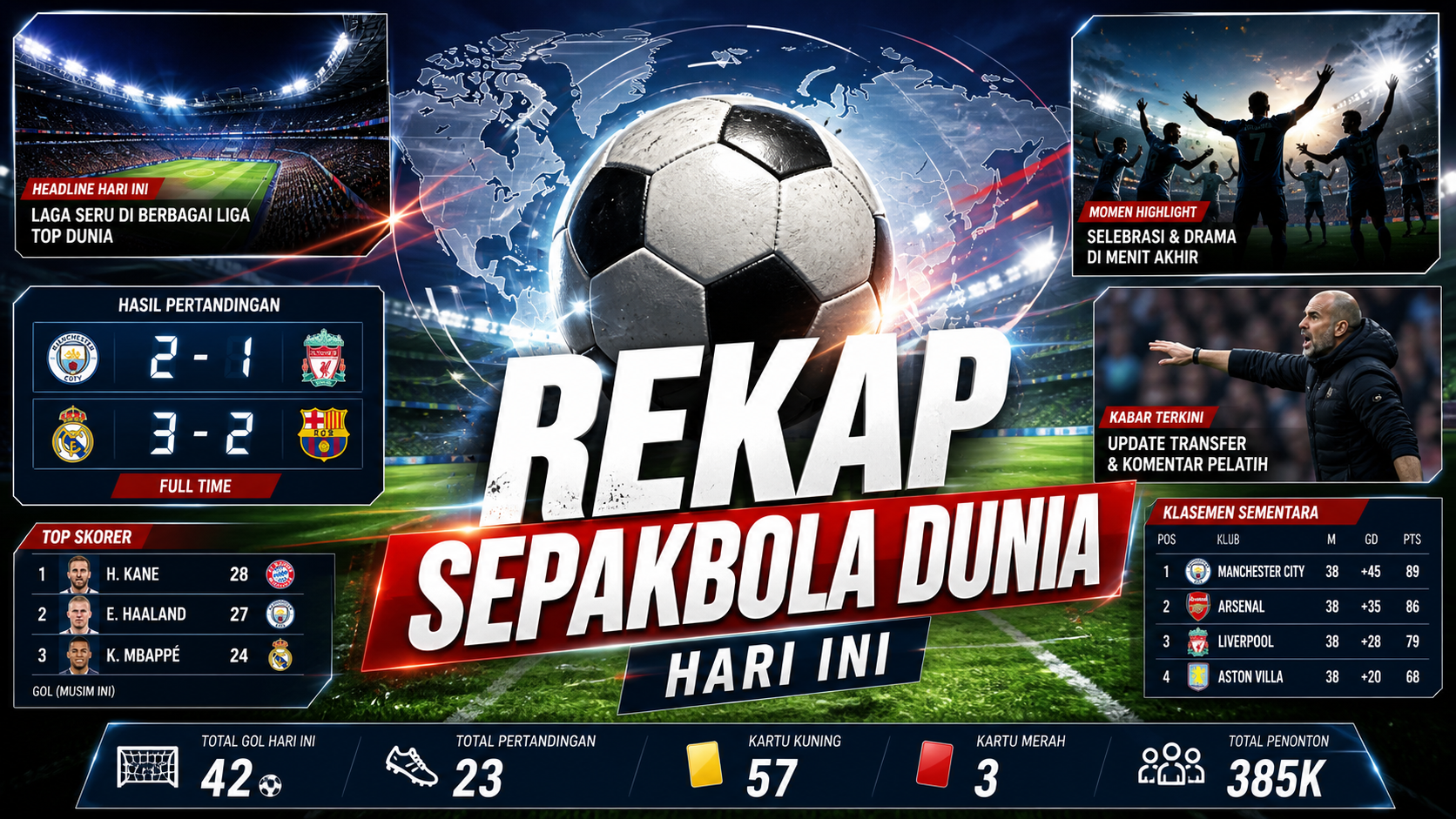 Gambaran Rekap Sepakbola Dunia Hari Ini - sepakbola