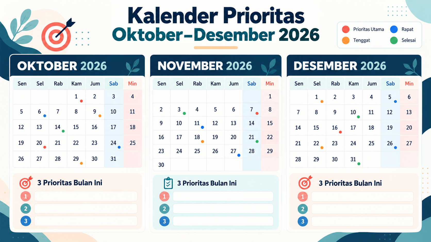 Kalender Prioritas OktoberâDesember 2026 - sepakbola